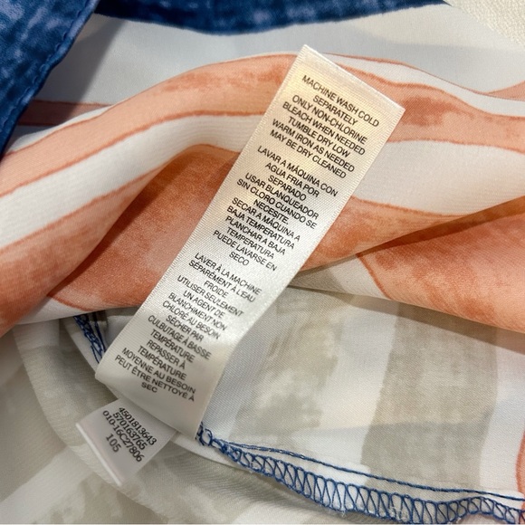 Chico’s Distressed Stripe Tunic Blouse Multicolor Size 2 Medium - Picture 13 of 14